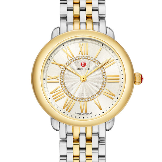 Michele Serein Mid Two-Tone 18K Gold Diamond Dial Watch - MWW21B000148