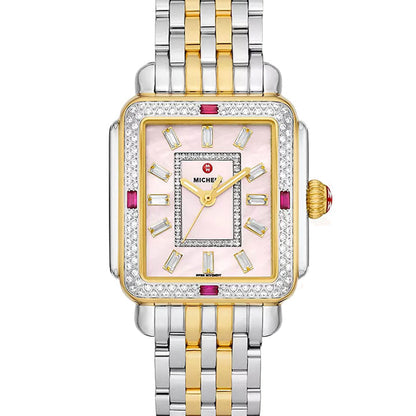 Michele Limited Edition Deco Two-Tone 18K Gold-Plated Ruby & Diamond Watch - MWW06T000254