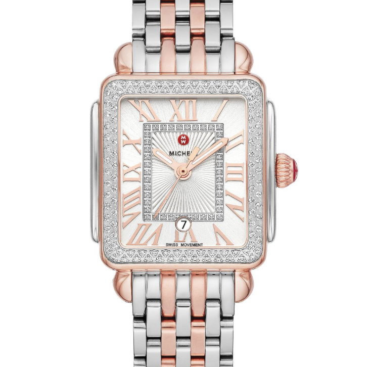 Michele Deco Madison Mid Two-Tone Pink Gold Diamond Watch-MWW06G000015
