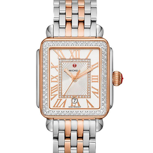 Michele Deco Madison Two-Tone 18K Pink Gold Diamond Watch - MWW06T000220